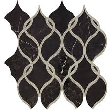 12 x 9 in., 8mm thick interlocking sheets on a fiber mesh. Daltile Lavaliere Intertwining Arabesque Tile Stone Colors