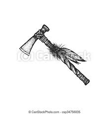 Free native american pattern eps vector. Hand Drawn Indian Tomahawk Vintage Illustration Vector Black Color Monochrome Dotted Art Retro Tattoo Gravure Style Native Canstock