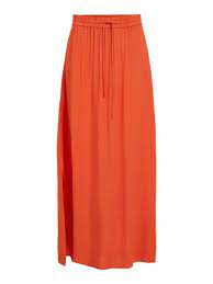 Skirts Womens Vila Drawstring Maxi Skirt Orange Burnt Ochre Lonsbodapsk