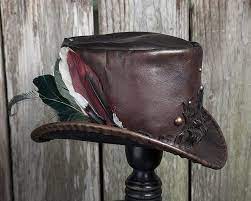 Feathery Leathery Firefly Leather Top Hat Size S Etsy Leather Top Hat Leather Top Leather Hats