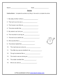 Complete The Simile Simile Worksheet Simile Worksheets Free