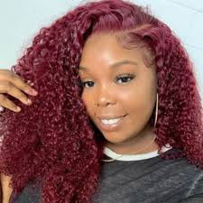 Burgundy Wigs Dark 99J Wig Curly Wigs 99J Color Burgundy Lace Front Wig for  Sale