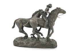 Personalization is possible with a plaque on the base. Lot Philip Kraczkowski Pewter Sculpture Horse Rider