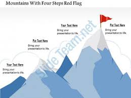 0914 Business Plan Mountains With Four Steps Red Flag Powerpoint Template Slide01 Presentation Templates Business Planning