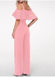Strappy Cold Shoulder Light Pink Overlay Jumpsuit Modlily Com Usd 34 37 Jumpsuit Fashion Classy Jumpsuit Clothes