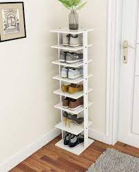 Available with black or white backplate. 27 Stellar Shoe Storage Ideas For Small Spaces Tiny Partments In 2021 Vertical Shoe Rack Shoe Rack Organization Diy Shoe Rack