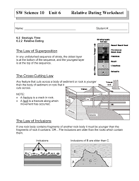 Fluoride ions in soil water replace ions in bone. Sw Science 10 Unit 6 Relative Dating Worksheet