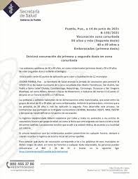 En cuanto a las personas entre 50 y 59 años que todavía no hayan recibido ninguna dosis de la vacuna, fernando simón ha aclarado que estas recibirán las dosis de pfizer, moderna o janssen, en función de las que. Secretaria De Salud Puebla Secretaria De Salud Puebla