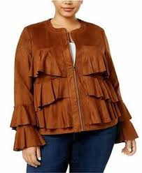 Details About Anna Sui Loves Inc International Concepts Plus Size Ruffled Faux Suede Jacket