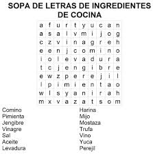 Sopa de letras de Ingredientes de Cocina para imprimir | Sopa de ...