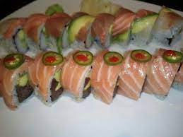 Spicy Tuna W Salmon Ad Jalapeno Rainbow Roll Sake Sushi Rainbow Roll Sushi