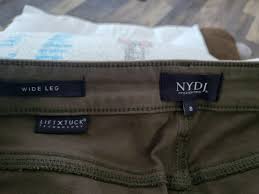 NYDJ L108408 Womens Ripe Olive Teresa Cuff Wide Leg Jeans Size 8