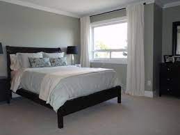 Grey Walls White Curtains Dark Furniture Black Bed Frame Cozy Bedroom Colors Grey Walls
