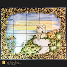 Trattandosi di dipinti a mano e non di stampe su tela, possiamo modificare formato, misure e colori di ogni dipinto presente sul sito. Pannelli Ceramica Di Caltagirone Dipinti A Mano Decoro Paesaggistico
