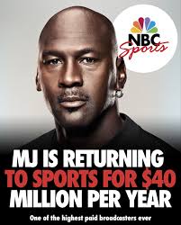 Michael Jordan is returning to the sports world as a broadcaster, and will  allegedly make $40 million a year for it🤑🏀 This would put him as one of  the highest earners ever,