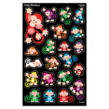 Amazon.co.jp: トレンド ごほうびシール カラフル モンキー 168片 Trend superShapes Stickers Large  Color Monkeys T-46326 : 文房具・オフィス用品