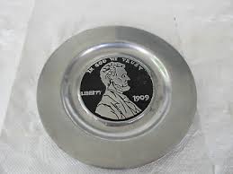 Vintage~ Pewter Mac Ware Plate Wall Hanger~ 1909 Lincoln Cent Design!!!