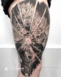 Amazing black ink dragon tattoo design for leg by lavonne. The Very Best Dragon Ball Z Tattoos
