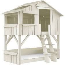 Structure pin massif vernis naturel et mdf laqué blanc. Lit Cabane Superpose Finition Laquee 3 Coloris Au Choix
