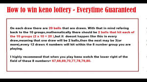 How To Win Keno Lottery Everytime Guaranteed 2017