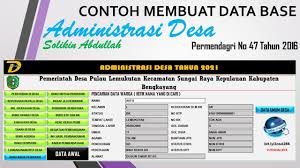 Dharmawangsa dalam, surabaya 60286 telp : Contoh Data Base Administrasi Desa Excel Youtube