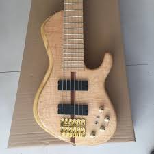 New Custom 6 Strings Electric Guitar Bass Flamed Maple Top Neck Thru Body Gold Hardware 24 Frets Active Pickups Chinese Bass Factory Outlet Ltd Bass