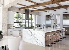 23 White Kitchens Without Wood Floors Down Leah S Lane Modern Kitchen Island Kitchen Design Kitchen Island Design