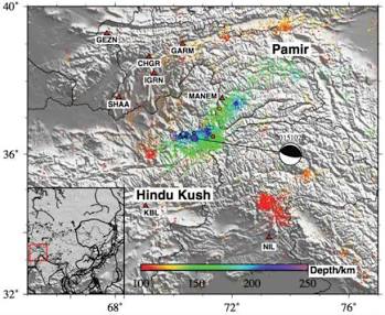 Seismic Activity Map of the Hindu Kush Region, AI generated