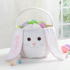 Easter basket ideas for all. Personalized Kids Embroidered Easter Basket White Bunny Walmart Com Walmart Com