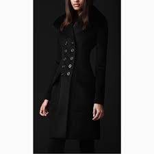 Burberry Prorsum Wool Trench With Fur Collar