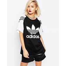 Black And White Adidas T Shirt Women S Adidas Originals Rita Ora Oversized Trefoil T Shirt With Contrast Sleeve Clothes Adidas Outfit Adidas