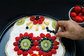 Healthy Day Of The Dead Sugar Skull Fruit Pizza Dessert