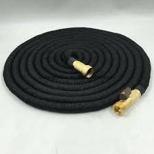 China 100 Foot Triple Layer Latex Core Solid Brass Fitting Shut Off Valve Spray Nozzle Stainless Steel Holder Expanding Garden Hose Black China Expandable Garden Hose And Garden Hose Factory Price