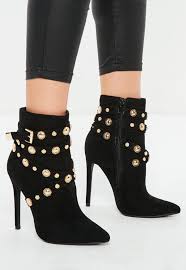 Black And Gold Boots Missguided Black Gold Stud Ankle Boots Boots Women Shoes Online Studded Ankle Boots