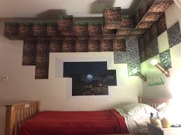 Crushed It Minecraft Bed Cave Complete With Etsy Graphics Minecraft Torches From Amazon And Self Made Minecraft Grass Dirt Stone An Home Decor Home Decor