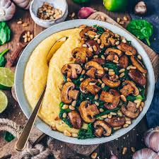 You Ready For Lunch Creamy Vegan Polenta With Mushroom Spinach Vegan Dinner Recipes Easy Vegan Dinner Recipes Whole Food Recipes