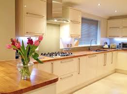 Cream Gloss Kitchen Oak Worktop Google Search Home Decor Kitchen Modern Kitchen Home Kitchens