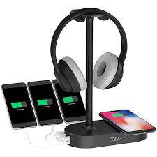 Cozoo Headphone Stand With Wireless Charging Station Gadgetsin Headset Holder Headphone Stands Diy Headphone Stand