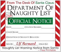 Find & download free graphic resources for certificate. Naughty List Warning Notice From Santa Free Printable