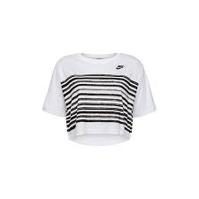 Black And White Nike T Shirt Women S Nike Heather Stripe Cropped Tee 32 Liked On Polyvore Featuring Tops T Shirts Nike Tee Loose T Shir Striped Cropped Tee Loose Fit Crop Top Stripe Tshirt