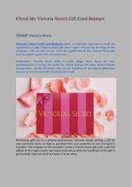 Go to the store website and enter it in the field. Check My Victoria Secret Gift Card Balance By Alexgreen9012 Issuu