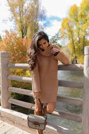 It's thick so it will keep you warm. Cozy Camel Sweater Dress Date Night Outfit The Sweetest Thing
