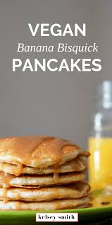 Bastille day recipes and ideas! Bisquick Banana Pancakes With Peanut Butter Syrup Vegan Friendly