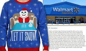 Ugly Sweaters Walmart Walmart Apologizes For Ugly Christmas Sweater With Santa And Three Lines Of A White Substance Daily Mail Online