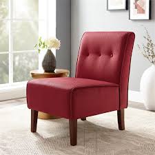 Bedroom and living room chairs can make a big difference in the mood of a room, and it can be fun to create a look around a striking color or interesting pattern on your upholstery. Linon Coco Lines Wood Upholstered Accent Chair In Red 36096red 01 Kd U