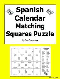 Spanish Calendar Matching Squares Puzzle And Assignment Days Months Seasons Vocabulary Words Learn Spanish Online Calendar