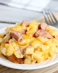 Slow Cooker Cheesy Kielbasa Hashbrown Casserole Recipe Kielbasa Full Meal Recipes Hash Brown Casserole