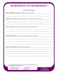 Business Planning Worksheet Business Planning Executive Summary Template Business Plan Template