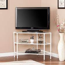 White Nealie Metal Glass Corner Tv