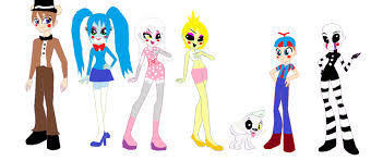 958744 Artist Diamond23jewel Balloon Boy Base Used Belly Button Clothes Crossover Eqg Promo Pose Set Equestria Girls Five Nights At Freddy S Mangle Marionette Midriff Safe Skirt Toy Bonnie Toy Chica Toy Freddy